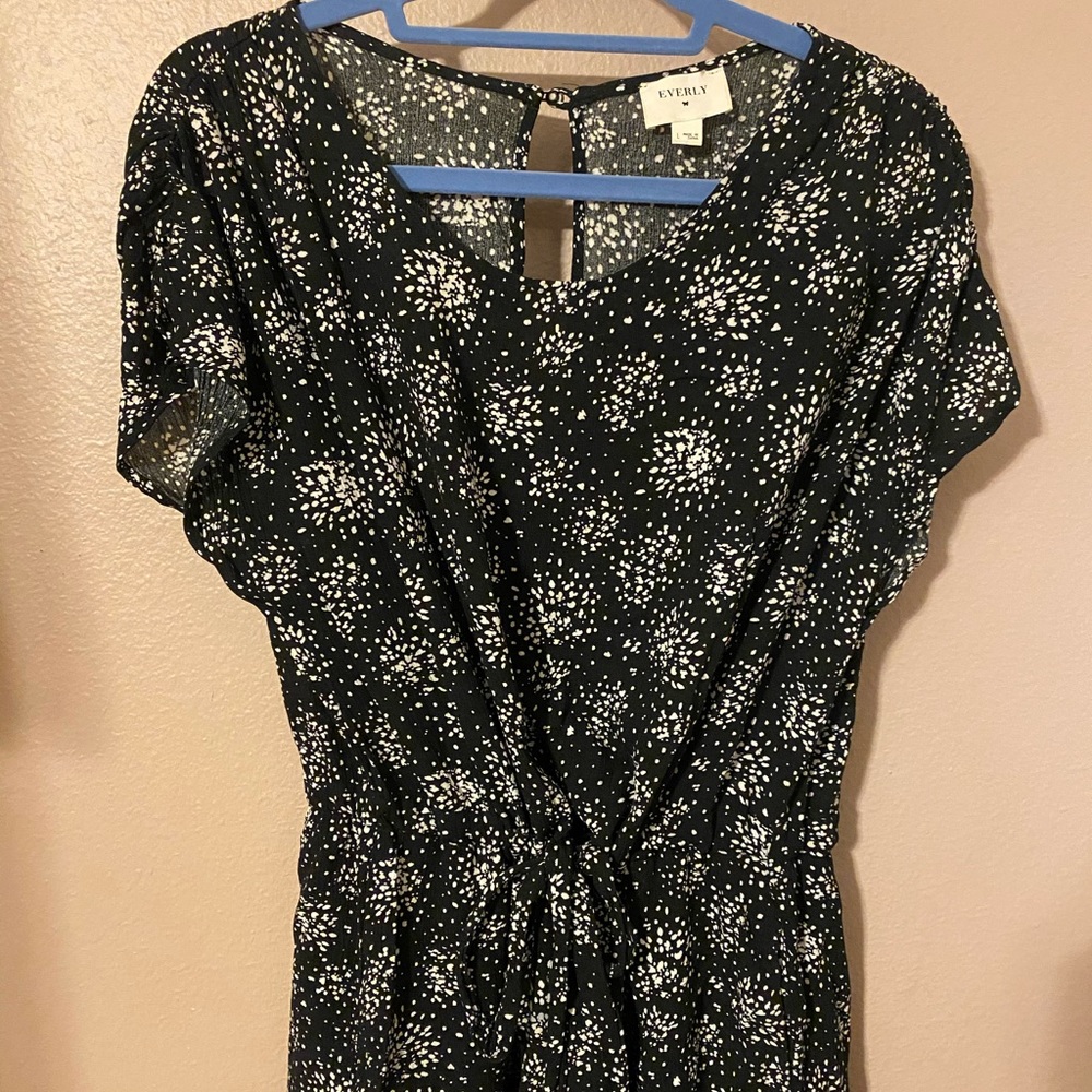 Black and White Floral Romper